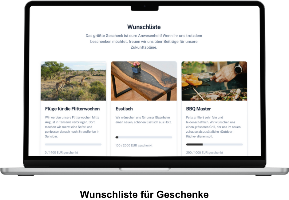 mit eigener Wunschliste für Geschenke