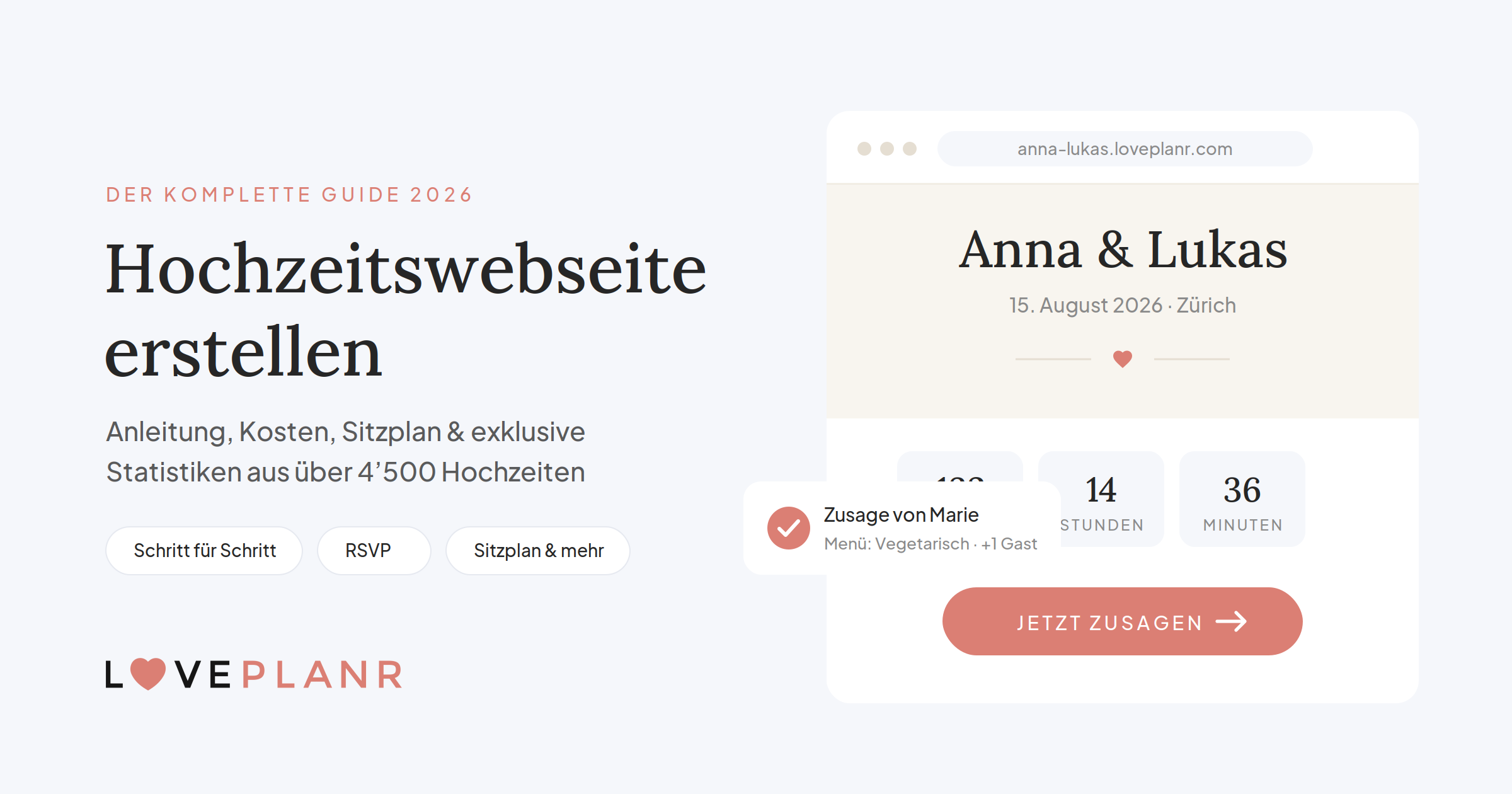 Hochzeitswebseite erstellen – Der komplette Guide (Anleitung, Kosten, Beispiele & Statistiken)